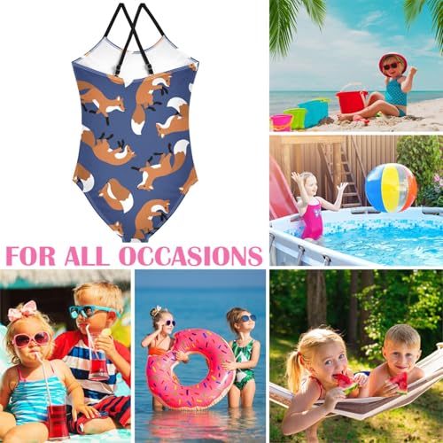 Image of Girls one Piece Swimsuit Summer UPF 50+ Quick Dry Beach Bathing Suit with Straps Swimwear 3-10 Years