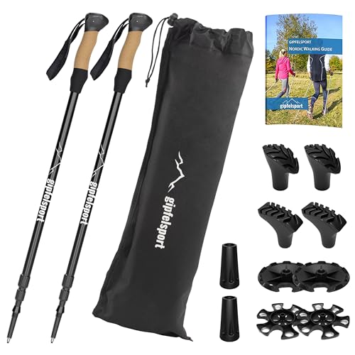 Produktfoto von gipfelsport Wanderstöcke Teleskop | Nordic Walking Stöcke Damen und Herren | Trekkingstöcke ausziehbar, Ultraleicht&hellip;
