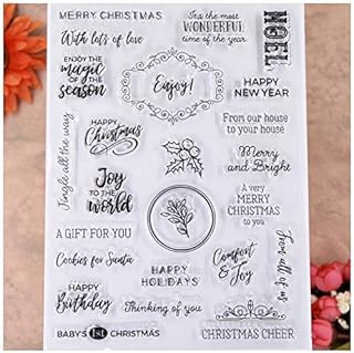 KWELLAM Words Merry Christmas Noel Happy Holidays Thinking of You Enjoy Clear Stamps for Card Making Decoration and DIY Scrapbooking
