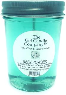 Up to 90 Hours of Baby Powder Aroma Scented Classic Jar Candle Mineral Oil Based Made in USA by The Gel Candle Company