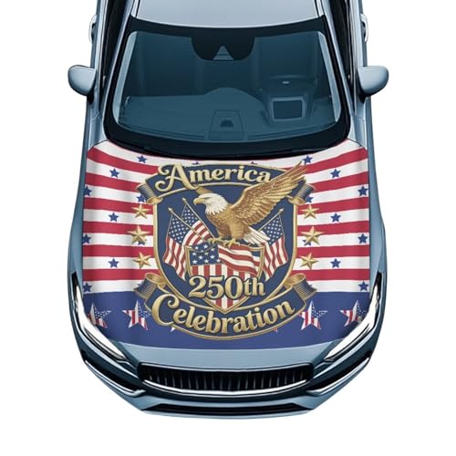 Image of Retro 1776-2026 USA Hood Cover for Truck Stretchable Engine Cover Can be Washed Hood Wraps Universal for Cars