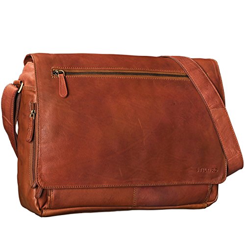 Bolsa de hombro STILORD 'Jan' en auténtica piel de búfalo con estilo vintage