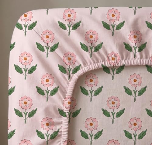 Image of BSB HOME Cloud Cotton King Size Fitted Bedsheet 78 x 72 + 10 Inches | 220 Thread Count Soft & Breathable Cotton Fitted Bed Sheet with Elastic, Deep Pocket Bedding for Home (Pink)