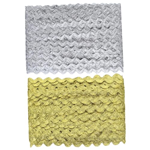 Veemoon 2 Rolls Wavy Lace Trim Braided Fabric for Clothing Decor Embellishment