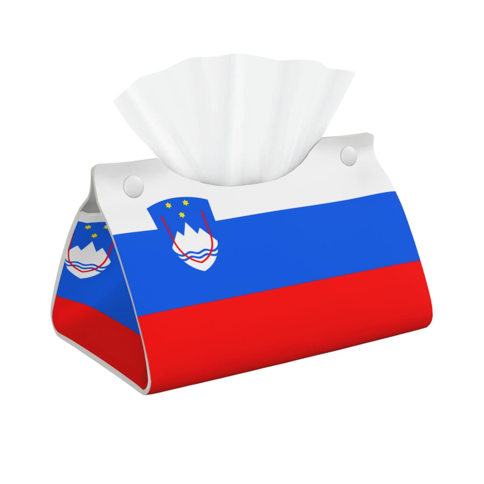 Flag of Slovenia Print Long Tissue Box Cover Holder Foldable Leather Organizer for Vanity, Nightstand, Desk & Bathroom