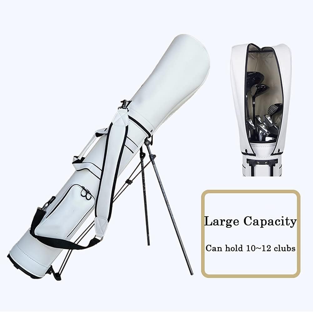 Golf Bag Bag for up to 10-12 Clubs with 2 Way Dividers and Removable Strap Easy to Carry Golf Stand Bag Sunday Golf Bag (Color : White)