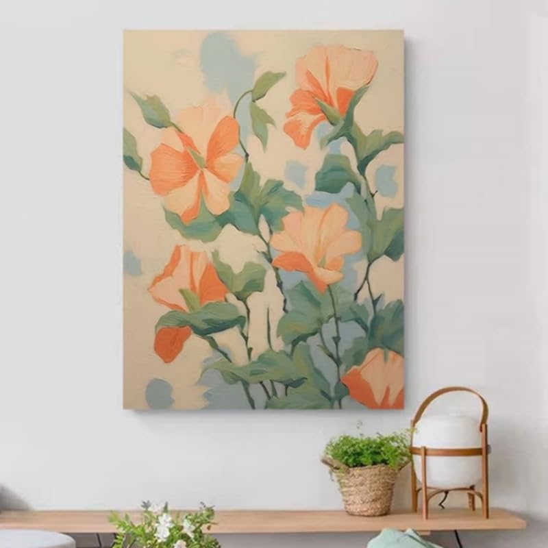 Tableau abstrait moderne et peinture à l'huile florale sur toile