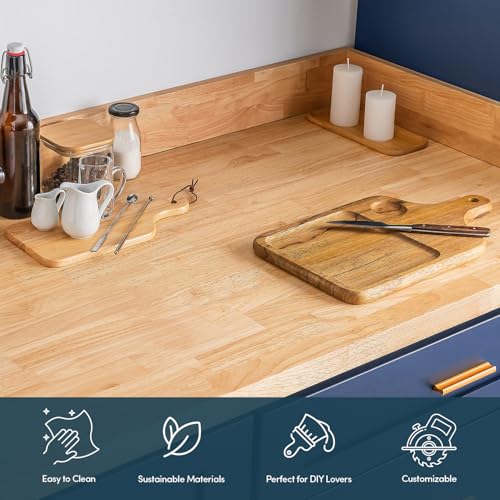 Tabla de cortar bloque de caucho Hevea 24 x 25 x 1.5 pulg miniatura 5