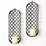 Candelabro de pared de 2 piezas, H41, hierro negro