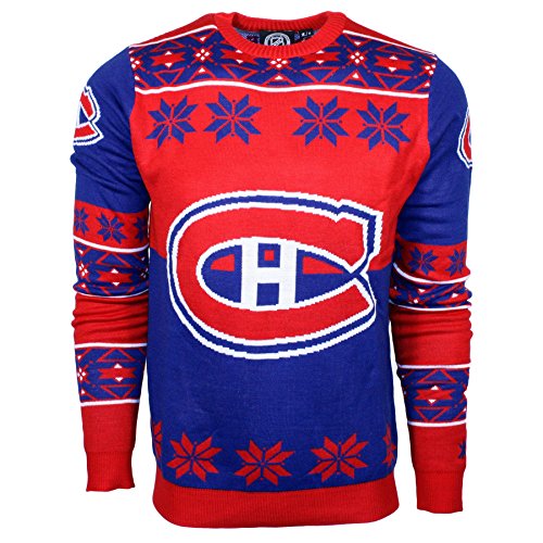 NHL Montreal Canadiens Big Logo Ugly Crew Neck Sweater, Large, Team Color