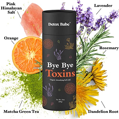 Bye Bye Toxins Organic Detox Bath Salt Soak (24 Oz) | Epsom Salt, Pink Himalayan Salt, Matcha Green Tea Extract, Dandelion Root | Herbal Essential Oils Soak | Spa Bath Gift #TOP1