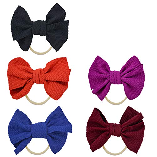 Baby Girls 4.7" Bow Headbands for Baby,Toddler Girls Hair Accessories Bows Hair Bands Photography Props Hairband (Black+Orange Red+Royal Blue+Purple+Wine Red)