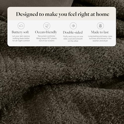 Sunday Citizen Snug Comforter Queen Size – Fluffy Plush Luxury, Reversible Cozy & Cooling Soft Thick Queen Comforter with Recycled Fill, Machine Washable (Mocha) — view 3
