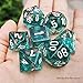 Haxtec Teal DND Dice Set 7PCS Gold Leaf Polyhedral Resin DND Dice for Roleplaying Games Dungeons and Dragons Gifts-Wonderland