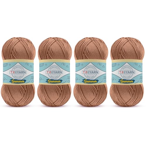 Image of Yarn for Crocheting & Knitting - 4 Skeins (4x383 Yds) (105261 - Russet Brown) - 100% Microfiber Acrylic for Craft Projects