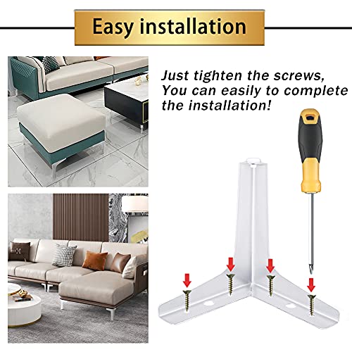 Gosche Metal Furniture Legs 6 Inch, Chrome Polished Silver Sofa Legs Set Of 4, Modern Style Replacement Triangle Legs For Dresser Chair Bed Cabinet Cupboard Diy Replacement Couch Feet #TOP5