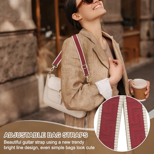 Image of PATIKIL Purse Strap, Adjustable Crossbody Bag Straps Wide Shoulder Strap Universal Replacement Shoulder Bag Belt for Women's Handbags Canvas Satchels Bag Backpack, Dark Red
