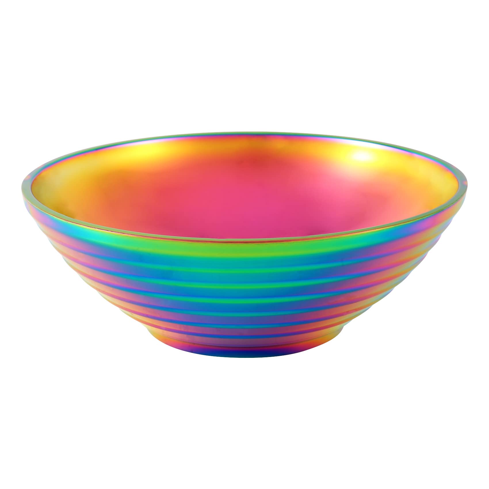 Qndanoan Rainbow No.0 Round Noodle Food Bowl Double Layer Anti-Scalding Tableware For Hot Pot Sauce Soup Rice Big Ramen Bowl Stainless Steel Bowl