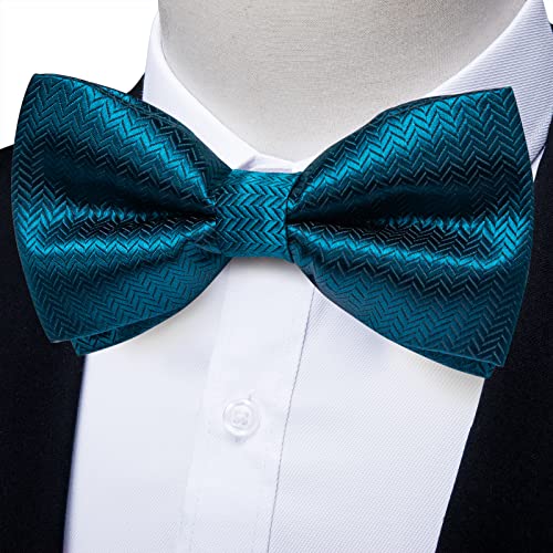 Image of DiBanGu Pre-Tied Bow Ties for Men Silk Adjustable Tuxedo Bowties Pocket Square Cufflinks Set with Lapel Pin Jacquard Woven