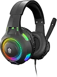 Headset Gamer com LED RGB, Microfone Ajustável, Cabo 2 Metros, 20MW, Almofadas Macias, Preto