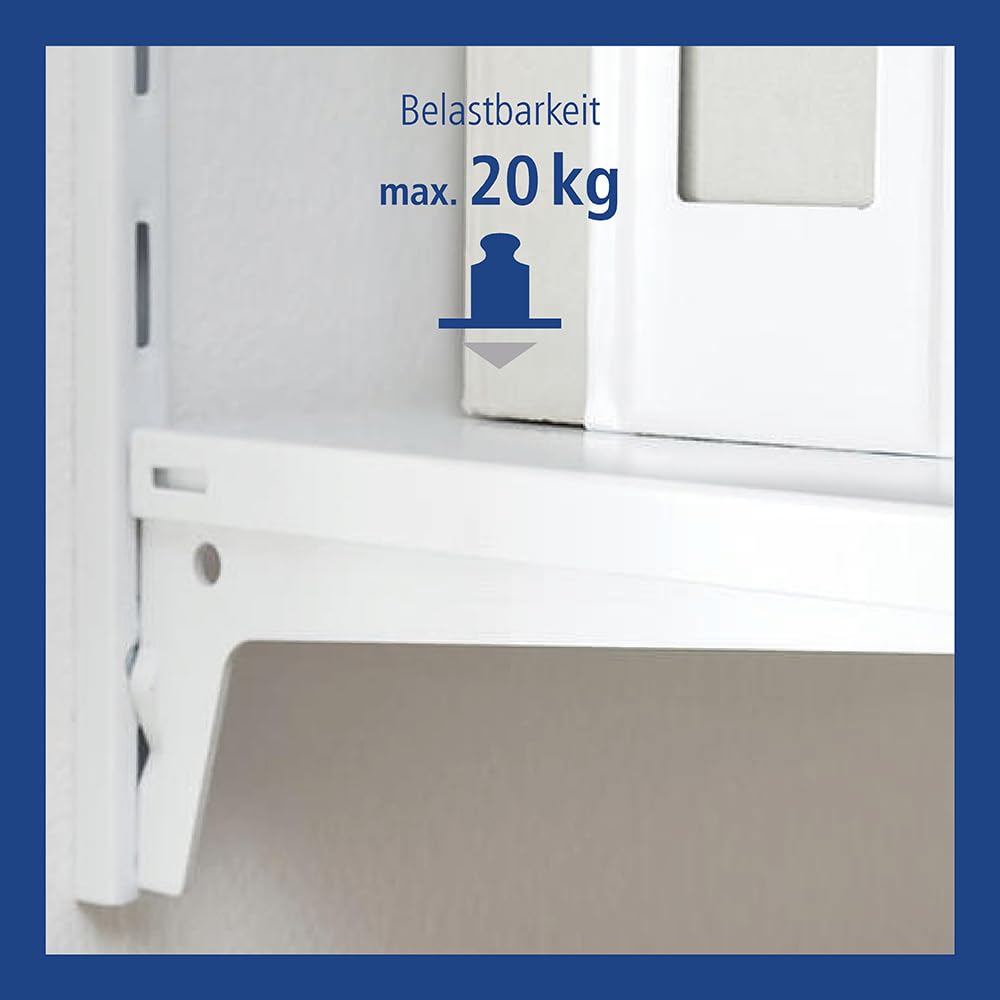 Element System STAHLFACHBODEN - Regalboden für Wandschiene und Pro-Regalträger - 800x350, Stahl, Weiß, 2 Stk.