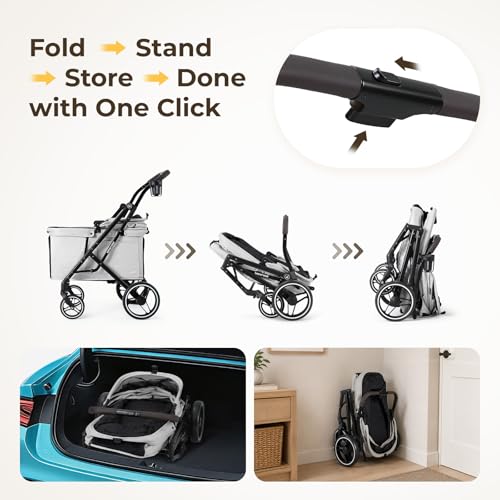 Cochecito para perros Beberoad Pets X6 plegable con una mano y absorción de impactos 5