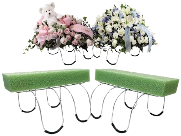 8 Inch Wire Rustproof Galvanized Small Gravestone Saddle Cemetery Headstone Saddle with Foam Attached (Styrofoam Saddle (Choose Quantity) (2)