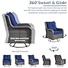 Wumiokio Patio Furniture Sets, 3 Pieces Wicker Outdoor Furniture - 360 Degree Swivel Rocking Chairs and Rattan Side Table for Garden,Porch,Backyard (Grey Wicker/Blue Cushion, 3PCS - Swivel Chairs) #3