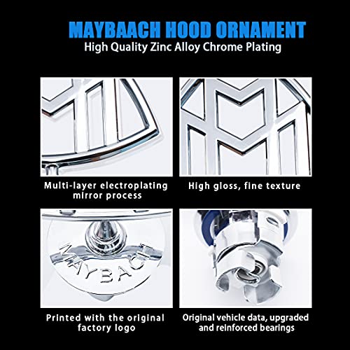 GZSH Hood Ornament for Maybach Hood Emblem Badge Logo Decal Sticker for S400 S450 S500 S550 S560 S580 S600 S650 S Class W221 W222 W223 Accessories