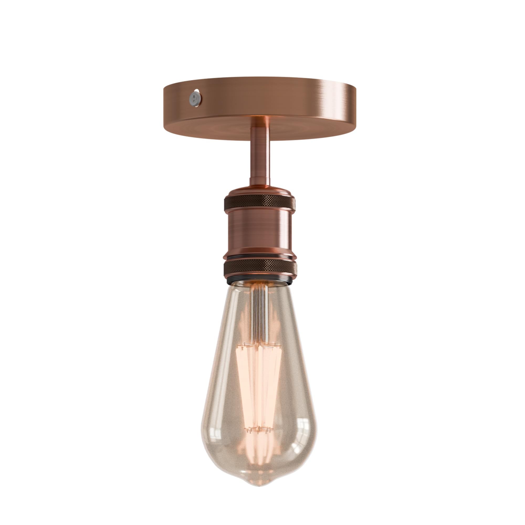 Vintage Flush Mount Ceiling Light Fixture Industrial Metal E27 Base Ceiling Lighting for Bedroom Living Room Kitchen Hall Way Restaurant Cafe (Copper, with Bulb)