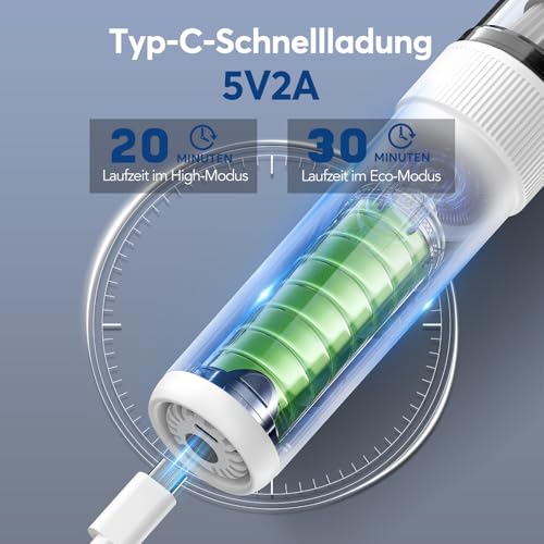 Topipop Handstaubsauger-21K Pa 5-in-1 Akku Autostaubsauger, Stark Saugkraft & Wiederaufladbarer Handsauger mit Waschbar Filter, Mini Hand Staubsauger mit LED-Licht für Haus,Büro,Tierhaare,Küche Auto