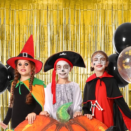 Image of Hampton Distribution 2 Pack Gold Fringe Curtain Party Backdrop, Gold Tinsel Backdrop, Decorations for Birthday, Holidays, Parties & More