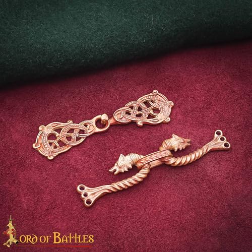 Image of Lord of Battles Viking Cloak Clasp Bronze Cloak Pin Celtic Brooch Pin for Cloak Scarf, Shawl Handmade Lost-Wax Cast Bronze