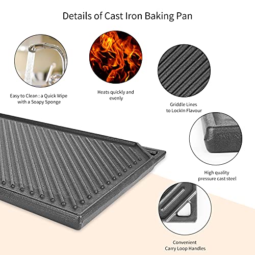 Gusseisen Grillplatte von GFTIME 41,8 x 24 cm für Herd und Grill