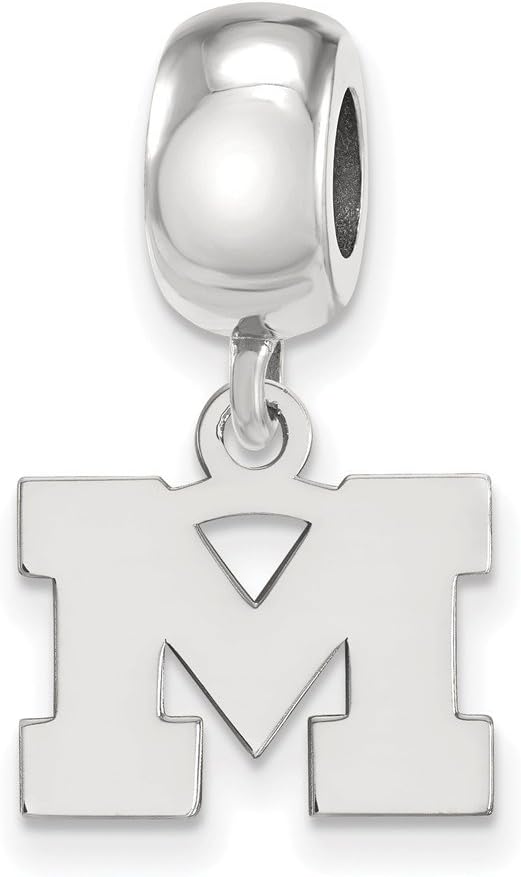 LogoArt Logo Art Sterling Silver Michigan Wolverines XS Dangle Bead Charm