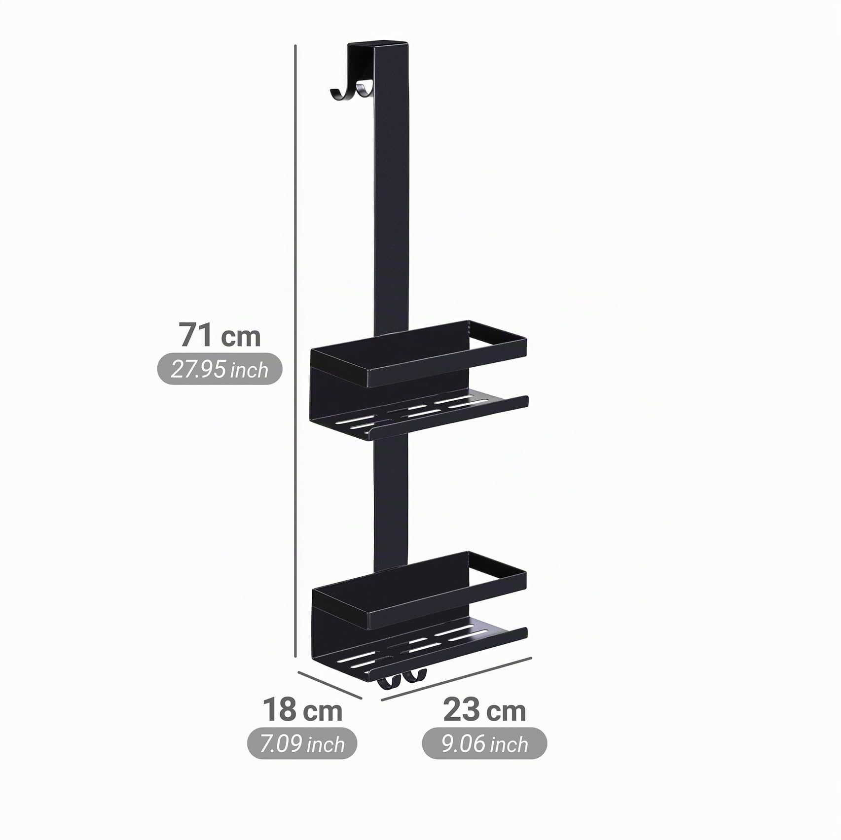 Wenko Portaoggetti Doccia MOD. Bribano Duo mensola sospesa Elegante in Acciaio Inox Nero Opaco per Box Doccia 23x71x18 cm Resistente ai Graffi