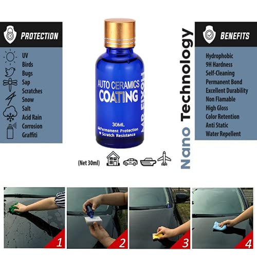 Manybuy Powłoka Ceramiczna Auto, Mr Fix 9H Car Nano Ceramic Coating, Ochrona Lakieru Samochodowego Odporny na Zarysowania Hydrofobowy Wysoki Połysk