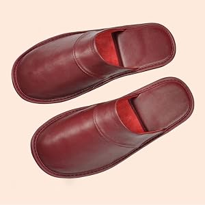 Mens Women Genuine Cowhide Leather Slippers Non Slip Home Bedroom Shoes House Slippers Comfy Indoor Outdoor Shoes Slippers