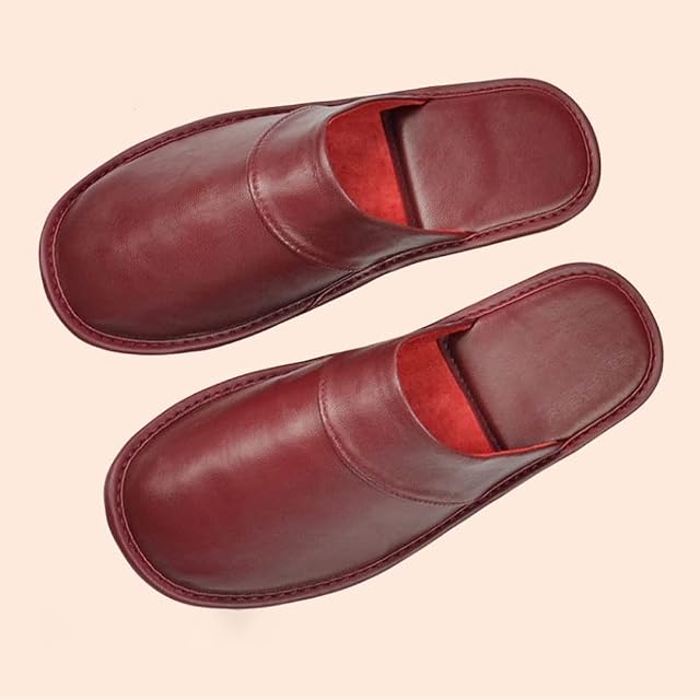 Mens Women Genuine Cowhide Leather Slippers Non Slip Home Bedroom Shoes House Slippers Comfy Indoor Outdoor Shoes Slippers