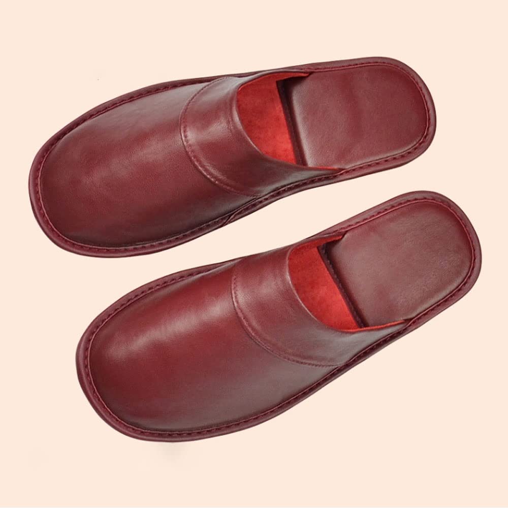 Mens Women Genuine Cowhide Leather Slippers Non Slip Home Bedroom Shoes House Slippers Comfy Indoor Outdoor Shoes Slippers