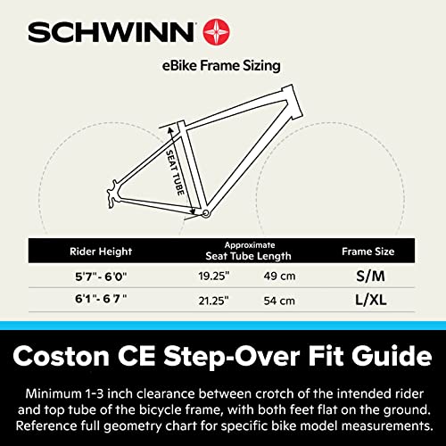 Schwinn Coston Ce Adult Electric Hybrid Bike, Small/Medium Step-Over Frame, 7-Speed, 27.5 Inch Wheels, 20-Inch Aluminum Frame, Matte Charcoal #TOP5