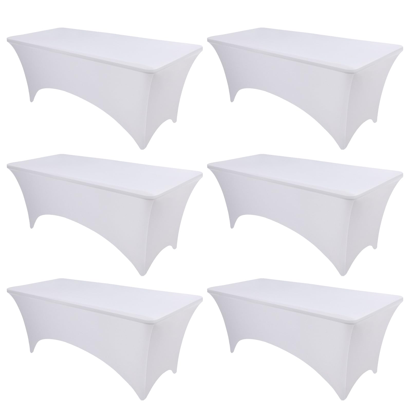 OutdoorLines 6 manteles de elastano blanco para mesa rectangular de 6 pies, mantel elástico ajustable para cama de masaje, fundas elásticas sin arrugas para mesa de patio para fiestas, bodas y
