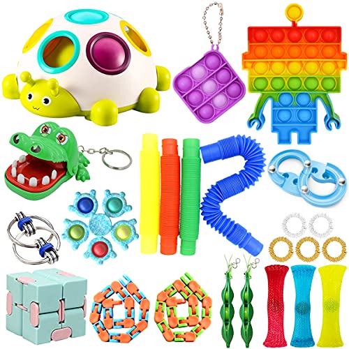 Sunningdale Sensory Fidget Toys Set, Big Pop It Fidget Toy Cheap Fidget Toys Simple Dimple Fidget Spinner Infinity Cube Fidget Toy (24pack)