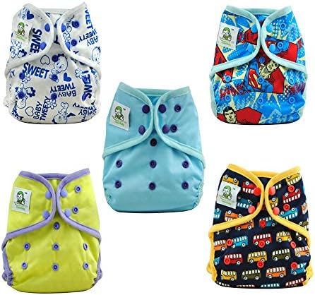 Coolababy 5 Reusable Baby One Size Snap Cloth Diaper Washable Cover For Boys and Girls