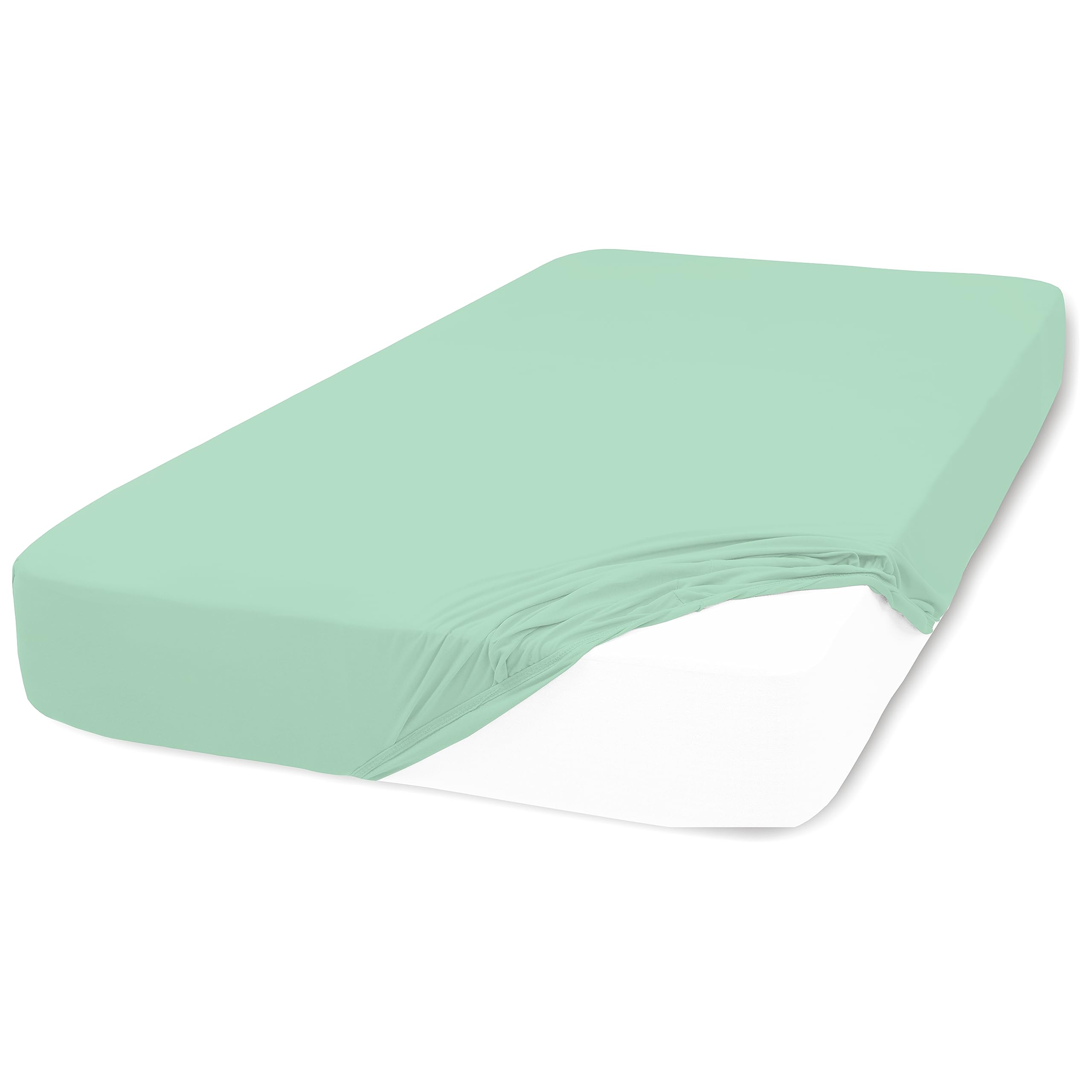 Amigozone Mint Plain Pollycotton Fitted Sheet Bunk Bed Small Single Fitted Sheet, Bunk Bed (76 X 190Cm)