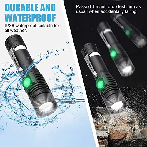 Rechargeable Flashlight, Led Tactical Flashlight, 2000 Lumens Super Bright Pocket-Sized T6 Led Torch With Clip, Ipx6 Water Resistant, 4 Modes For Camping Hiking Emergency (2 Pack) #TOP5
