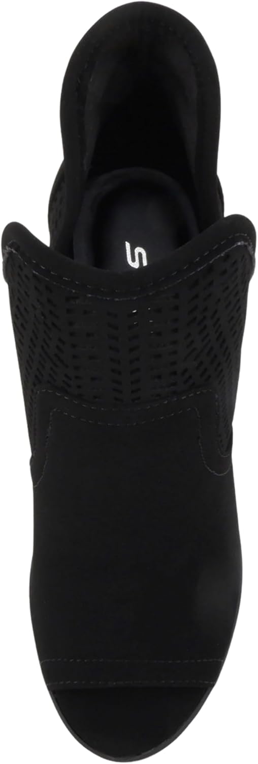 Soda Cathy ~ Women Peep Toe Closed-Back Geometric Cut High Heel Ankle Boots - Image 5