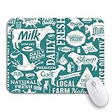 Gaming Mouse Pad Käse Retro-Stil typografische Milch Produktetikett Farm Bio rutschfeste Gummi Backing Computer Mousepad für Notebooks Maus Matten