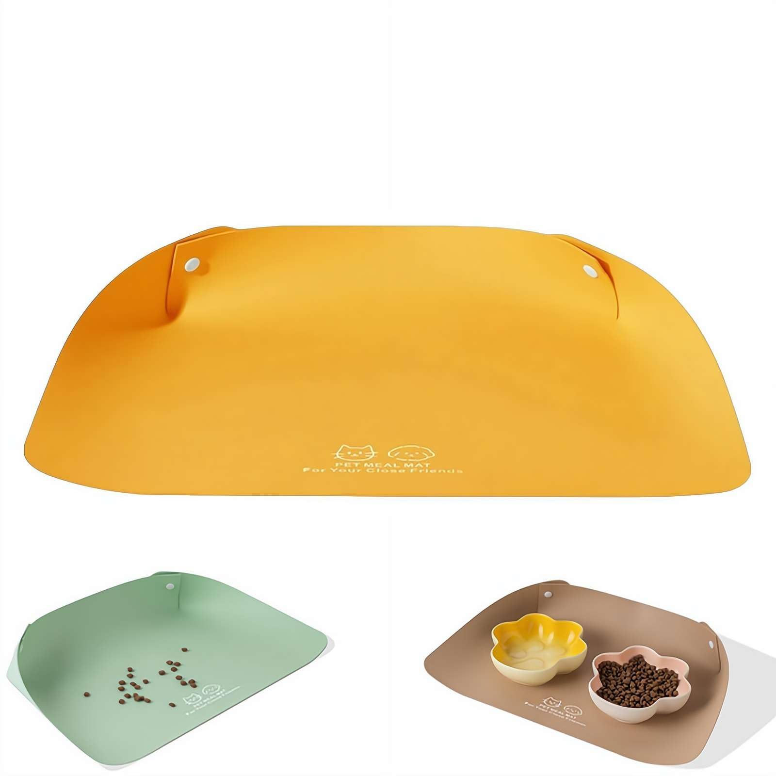 Pet Feeding Mat for Cats and Small Dogs, Waterproof Leather Cat Food Mat with Raised Edges to Contain Spills, Non Slip Pet Bowl Mat for Food and Water, Easy Clean Floor Protector for Indoor Use