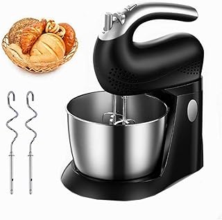 WLGQ Batteurs sur Socle électriques, batteurs à Main Fouet pour la Cuisson 260W Mélangeurs à Oeufs réglables à 5 Vitesses, Farine à gâteau, Pain, batteurs à Oeufs avec Bol de 2 litres, 2 batteurs